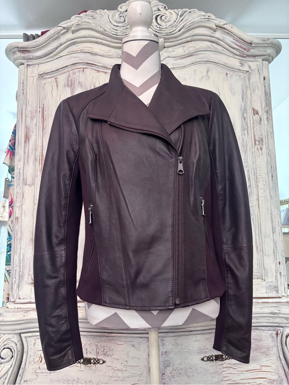 Marc New York Women's Dark Maroon Leather Jacket🤩❤️